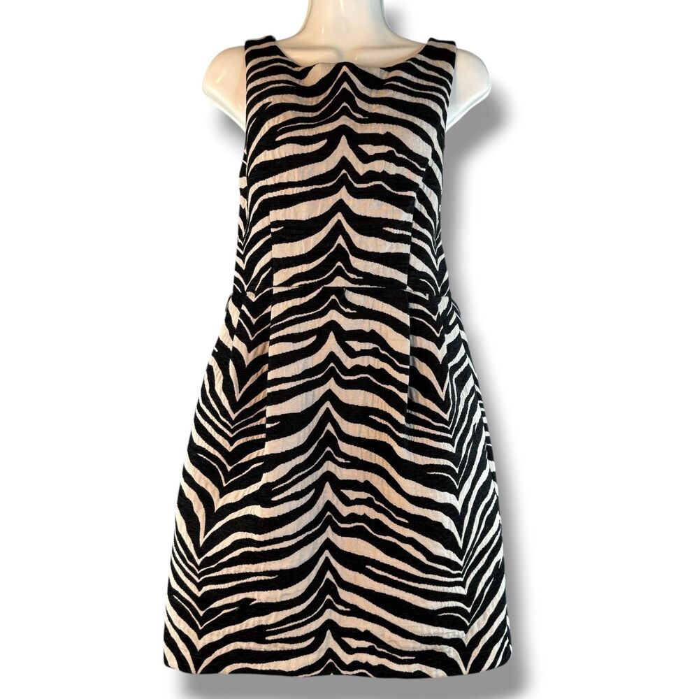 Eliza J. Zebra Print Midi Fit & Flare Sleeveless Dress Size 4 Funky/Maximalist